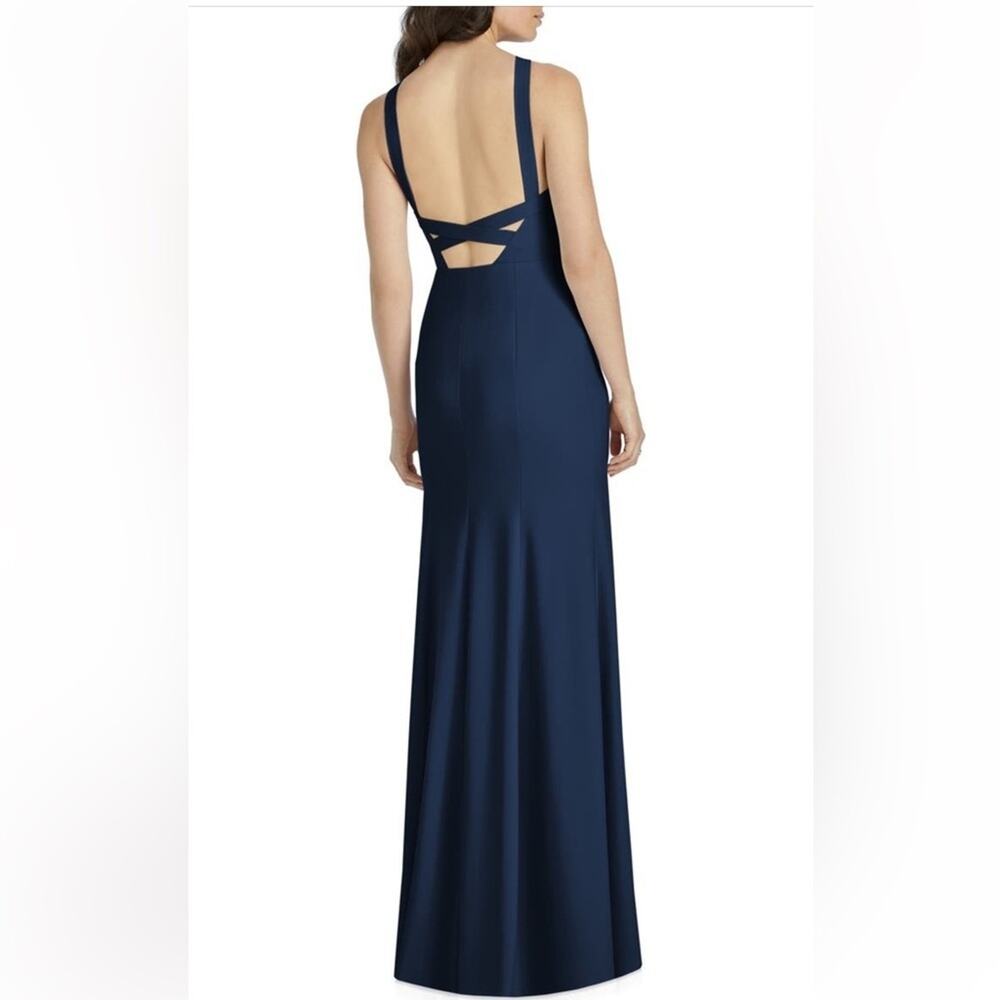 NEW Nordstrom Navy Blue Column Gown Size 0 Minimalist Quiet Luxury Prom Formal - Picture 11 of 12